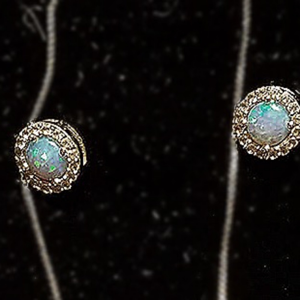 Lab-created Blue Opal Earrings Sterling Silver